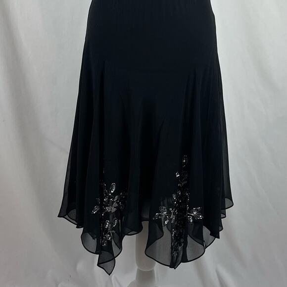 J Kara Sheer Black Beaded BalletCore Party Event Glam Midi Dress Size 8 - Picture 3 of 13